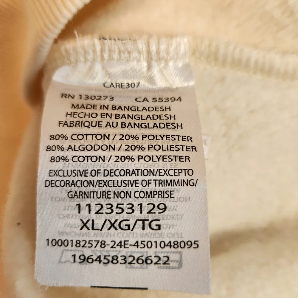 NWT Wrangler Cream Hoodie with Bold Logo, Size XL - Picture 6 of 7